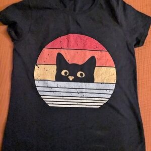 BustedTees Black and Orange Cat T-Shirt
